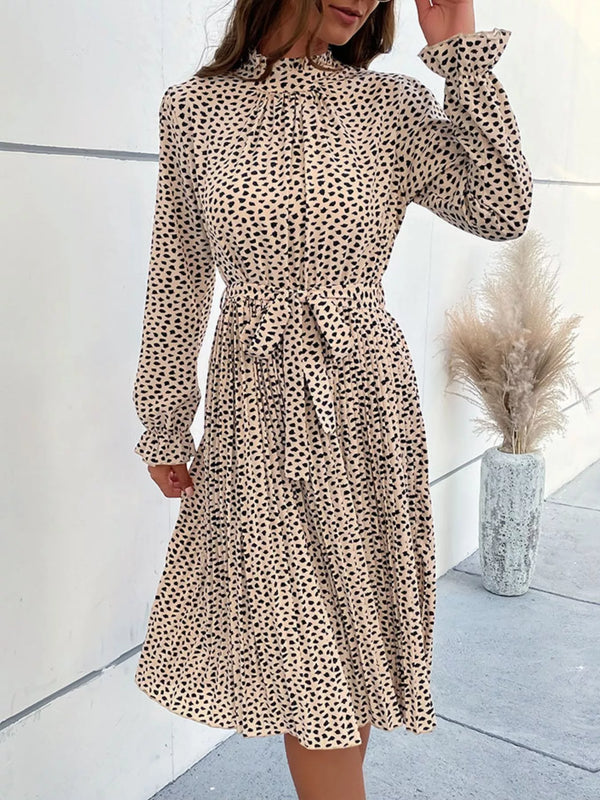 Animal Print Mock Neck Flounce Sleeve Dress - product image 4