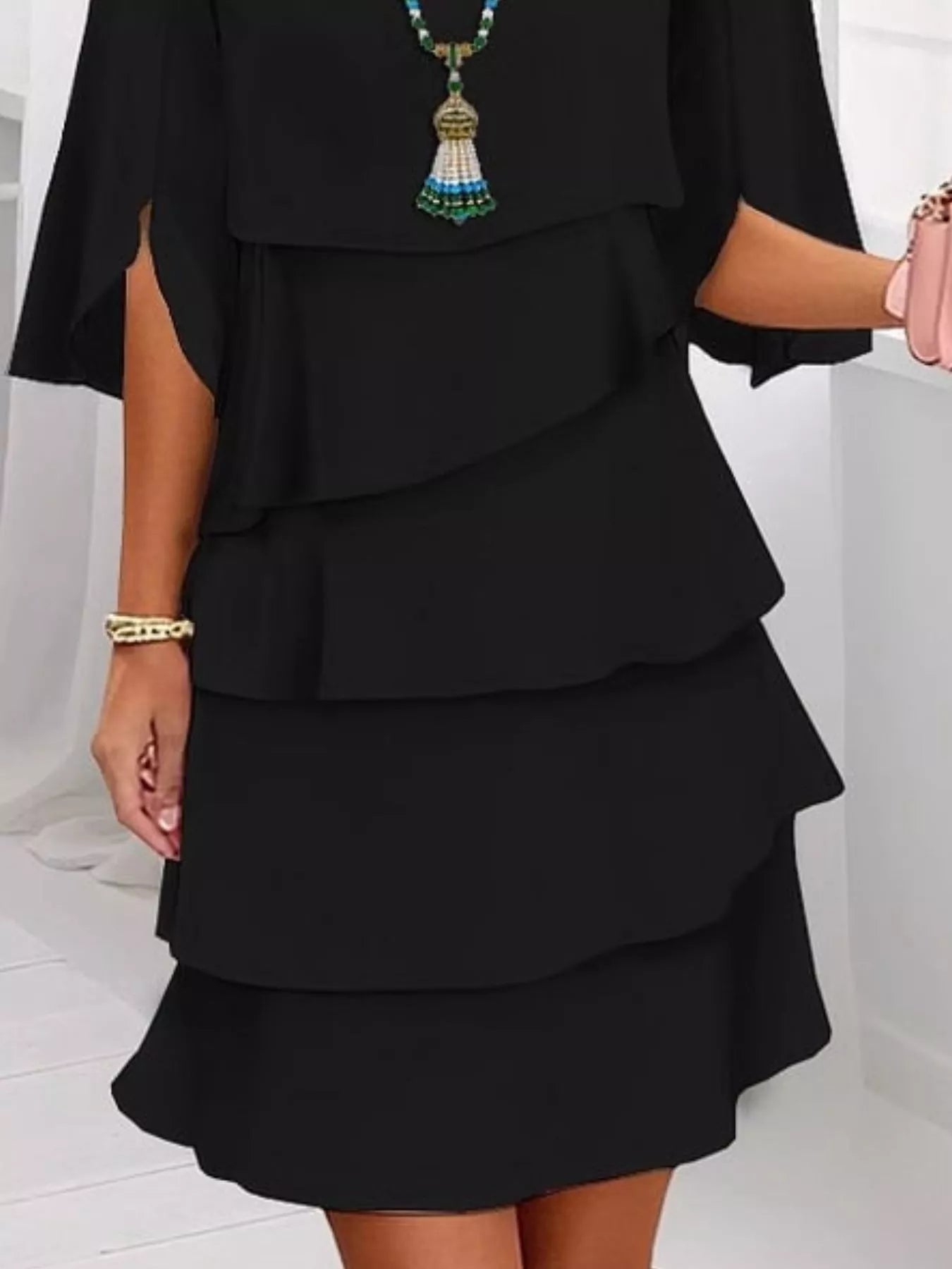 Full Size Ruffled Layered Flutter Sleeve Dress Plus Size view 12 - Shopiebay