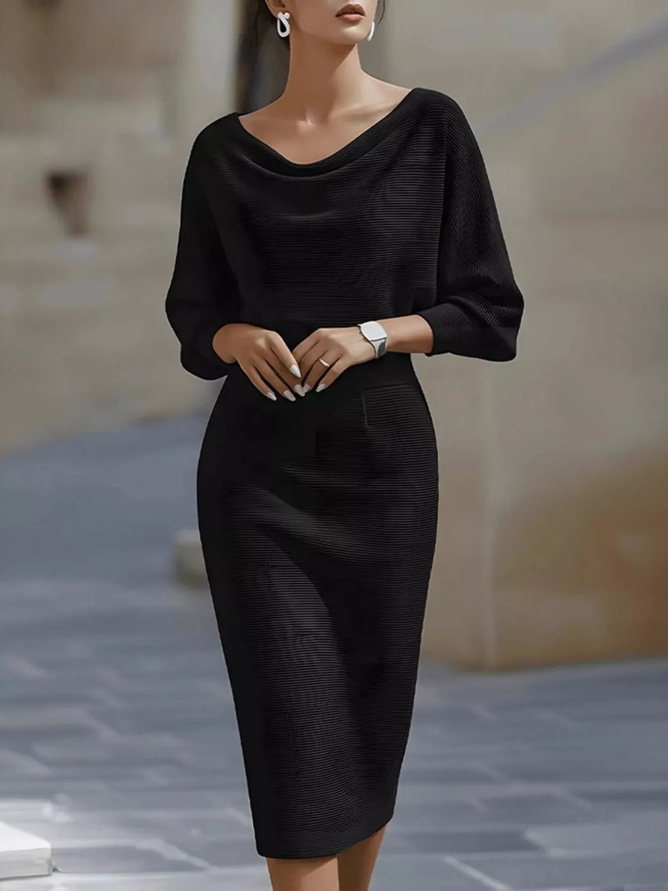 Cowl Neck Knit Bodycon Dress - product image 4
