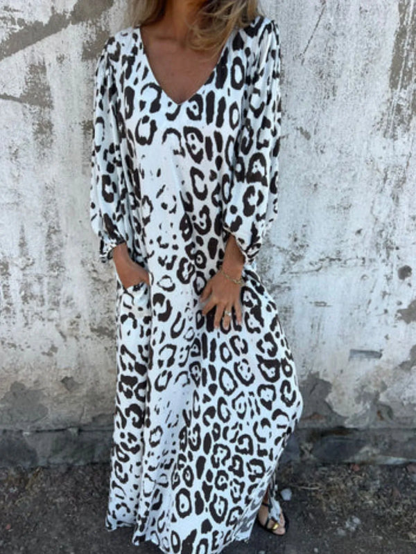 Printed V-Neck Dress with Pockets - product image 16