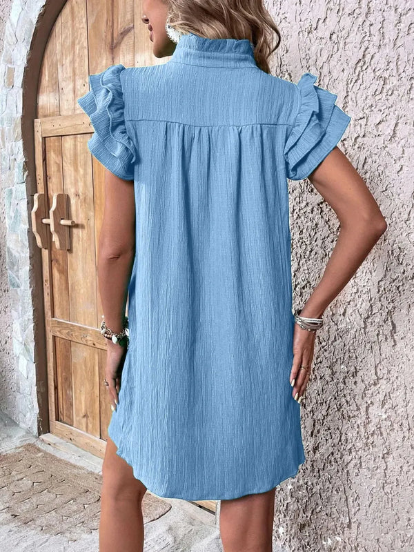 Ruffled Notched Cap Sleeve Mini Dress - product image 2