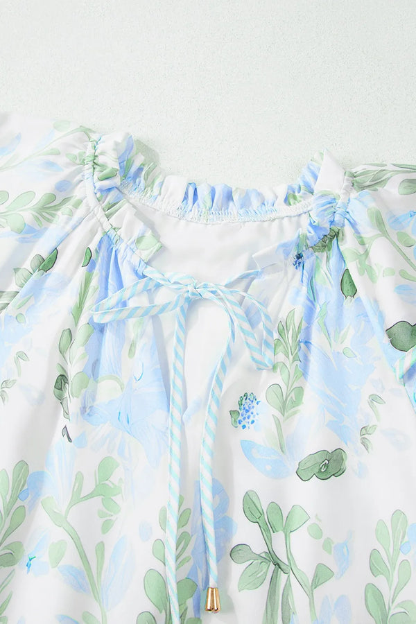 Floral Contrast Edge Layered Short Sleeve Mini Dress - product image 21