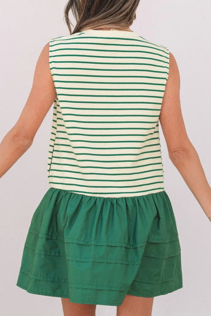 Stripe Woven Sleeveless Mini Dress view 2 - Shopiebay
