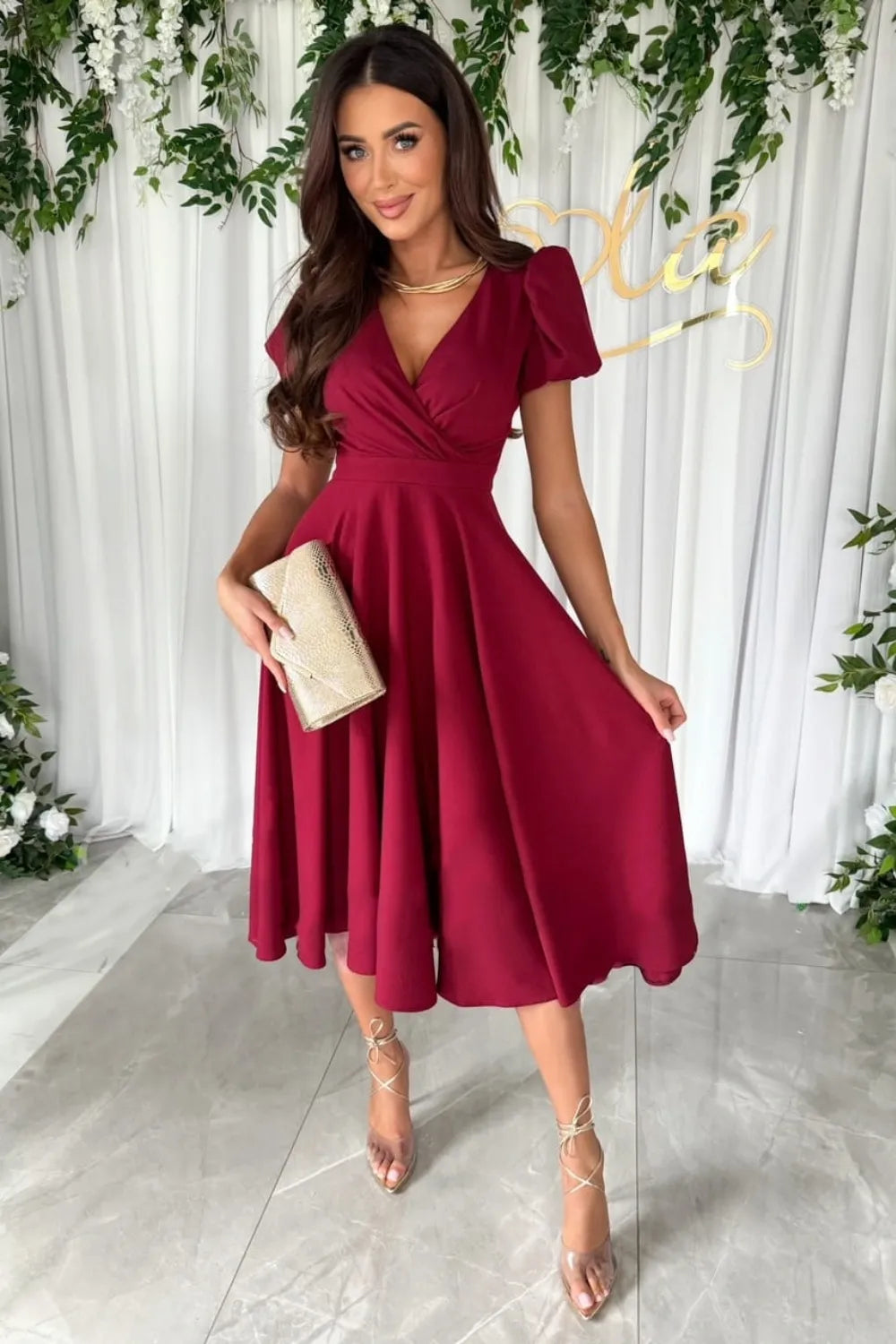 Surplice Puff Sleeve Midi Dress - product image 8