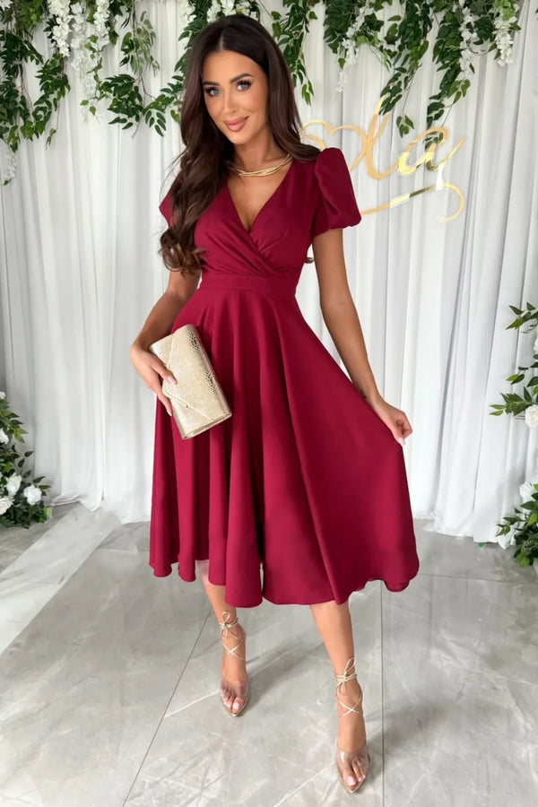 Surplice Puff Sleeve Midi Dress - product image 8