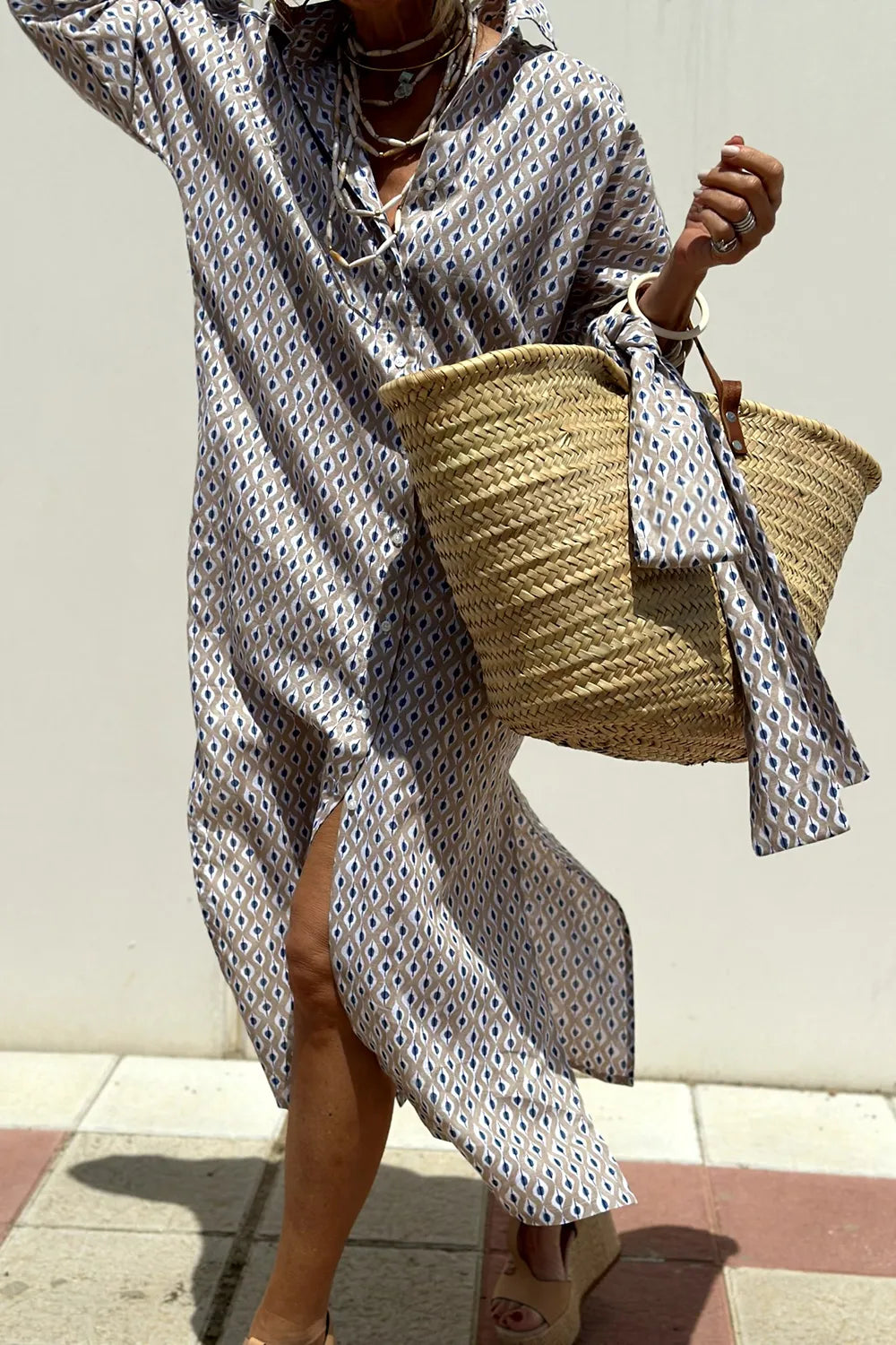 Tied Button Up Three-Quarter Sleeve Dress - product image 13