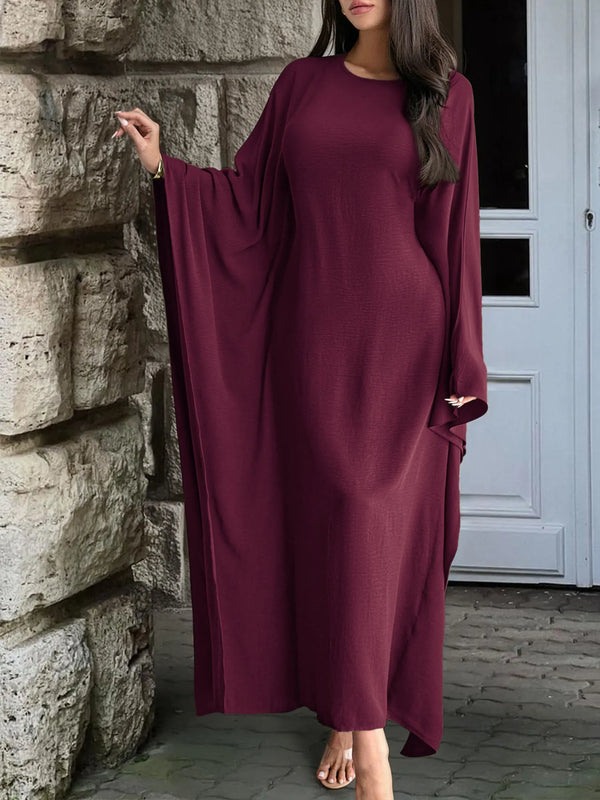 Round Neck Maxi Dress with Flowing Cape Sleeves - product image 11