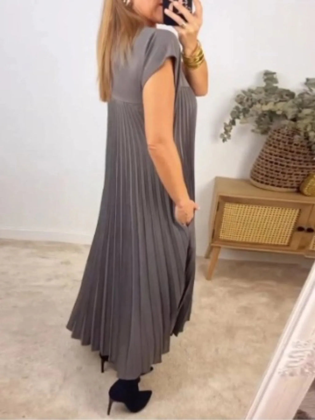 Pleated Round Neck Maxi Dress - product image 16