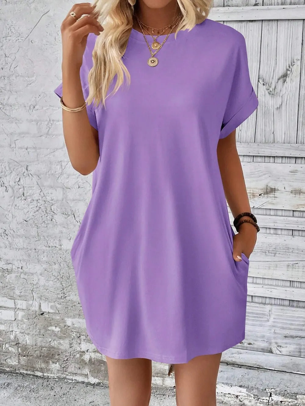 Round Neck Short Sleeve Mini Dress - product image 17
