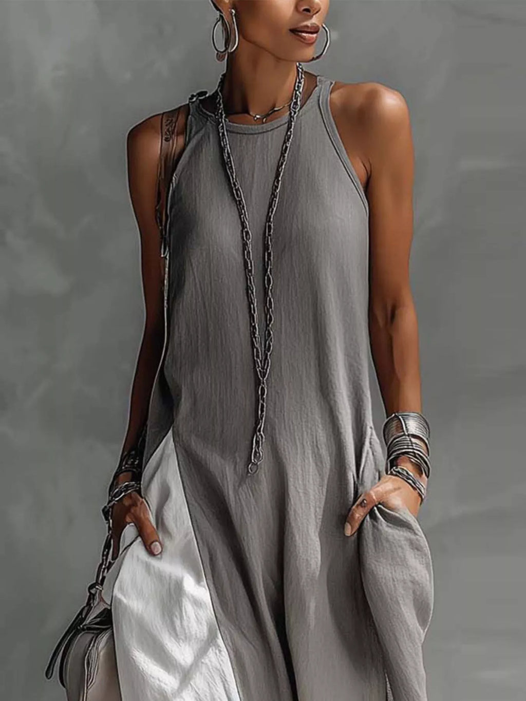 Two-Tone Sleeveless Maxi Dress - product image 3