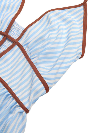 Striped Halter Neck Maxi Dress view 8 - Shopiebay