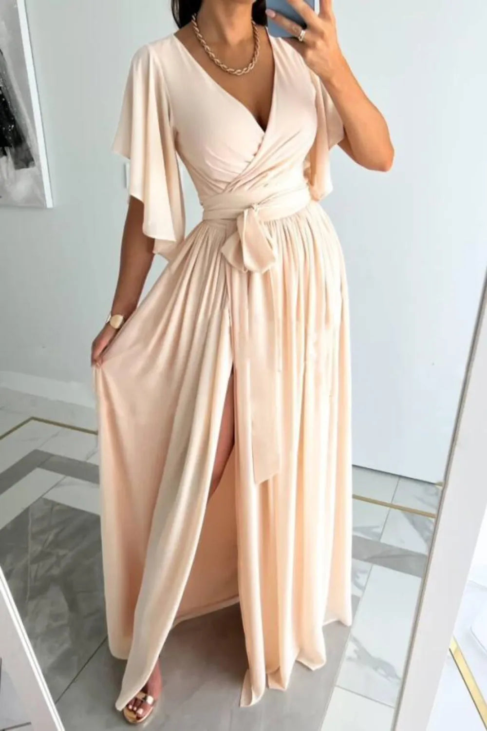 Surplice Flutter Sleeve Maxi Dress Main image