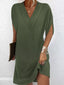 V-Neck Slit Sleeve Mini Dress
