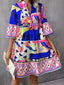 Printed Notched 3/4 Sleeve Tiered Dress - product image 4