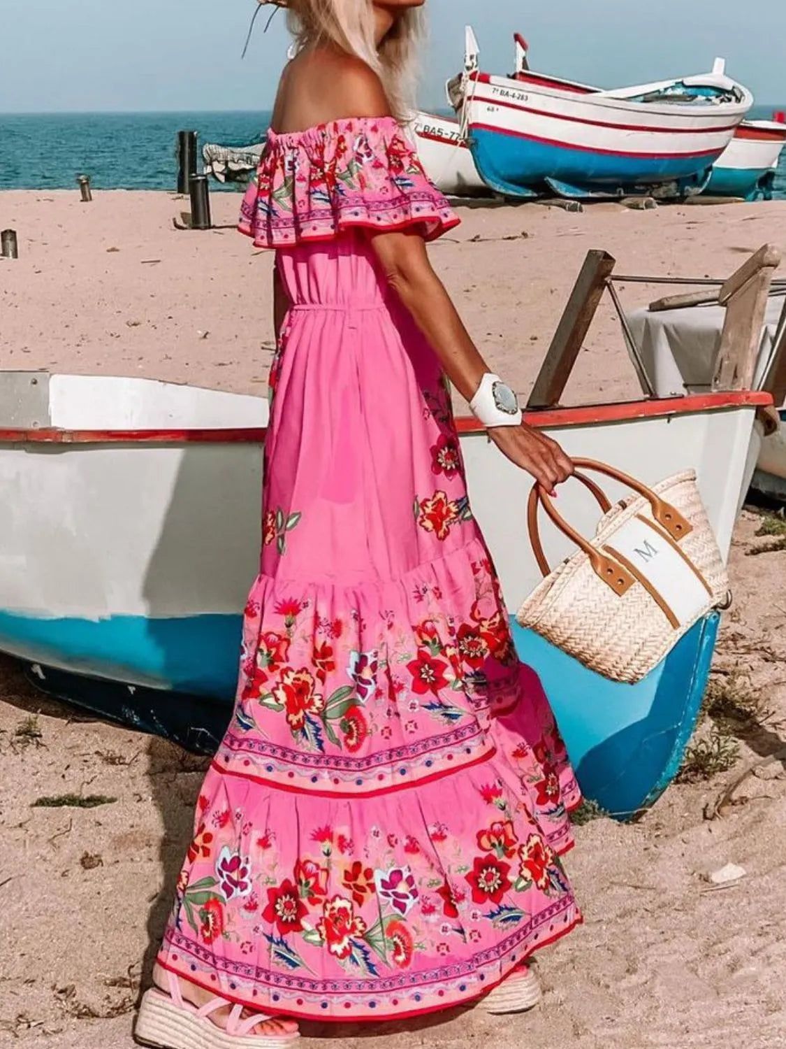 Floral Off Shoulder Ruffle Maxi Dress - product image 19