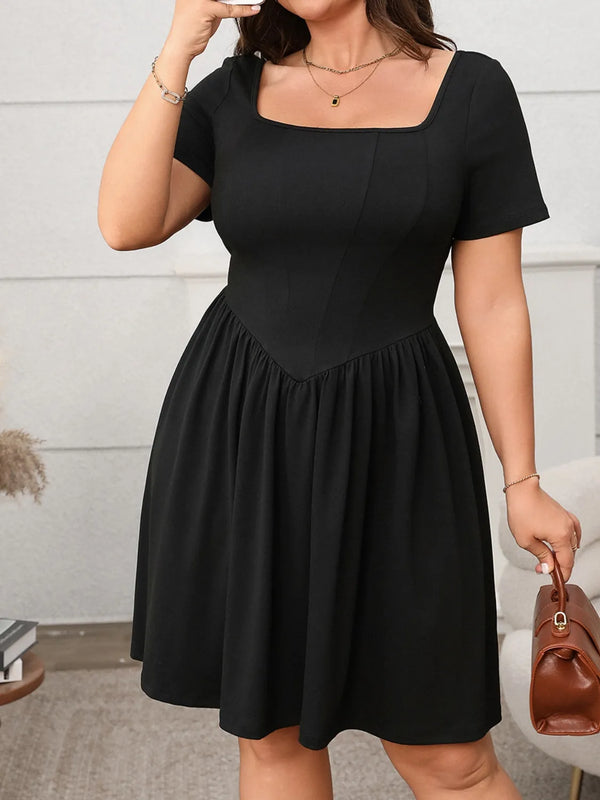 Plus Size Square Neck Short Sleeve Mini Dress - product image 9