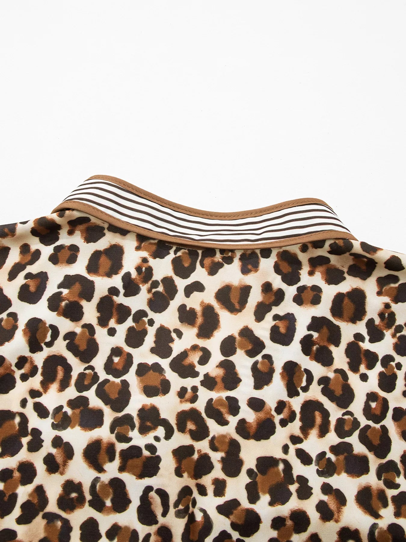 Leopard Print Striped Patchwork 3/4 Sleeve Loose Mini Dress view 6 - Shopiebay