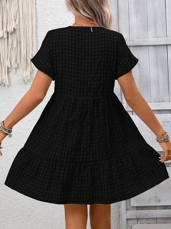Plaid V-Neck Ruffle Hem Mini Dress - product image 22