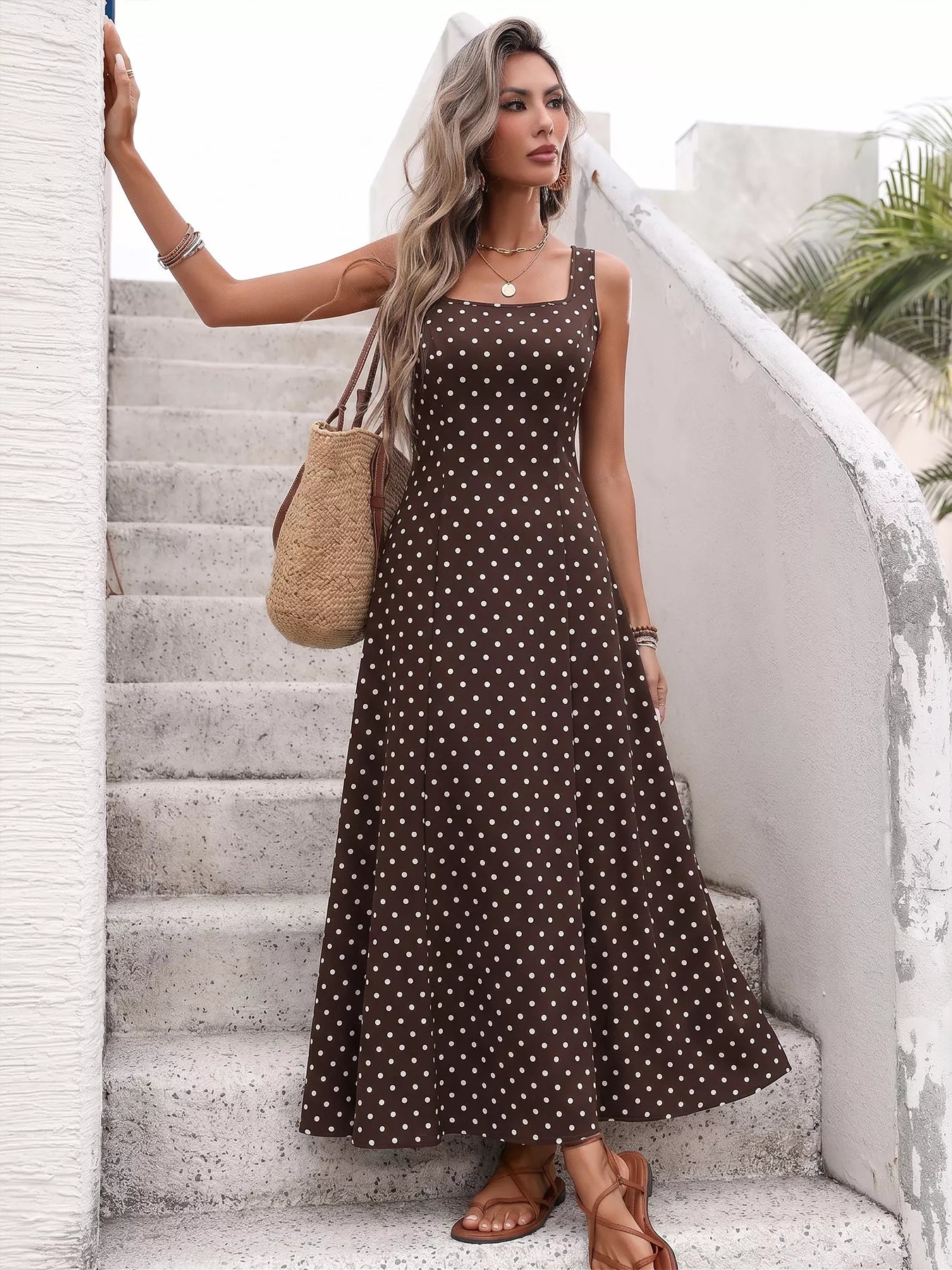 Polka Dot Sleeveless Maxi Dress - product image 4