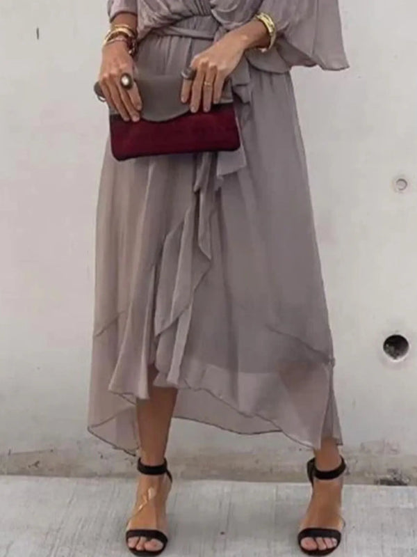 Flowy Tie Front Midi Dress with Flutter Sleeves - product image 30