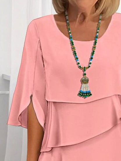 Full Size Ruffled Layered Flutter Sleeve Dress Plus Size view 5 - Shopiebay