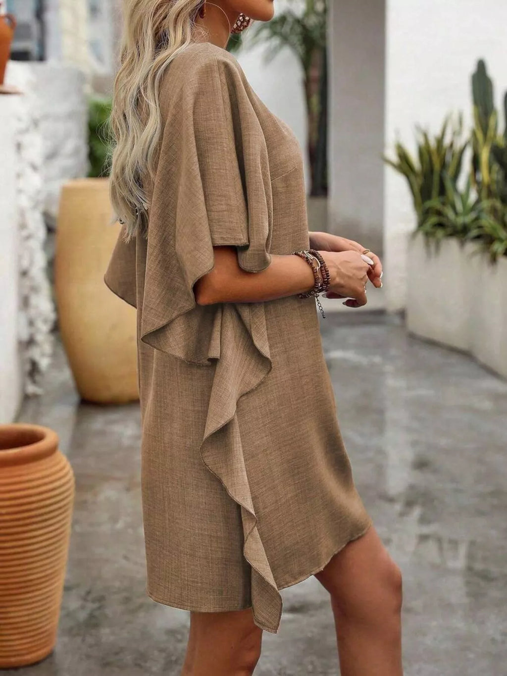 Ruffled Flutter Sleeve V-Neck Mini Dress - product image 8
