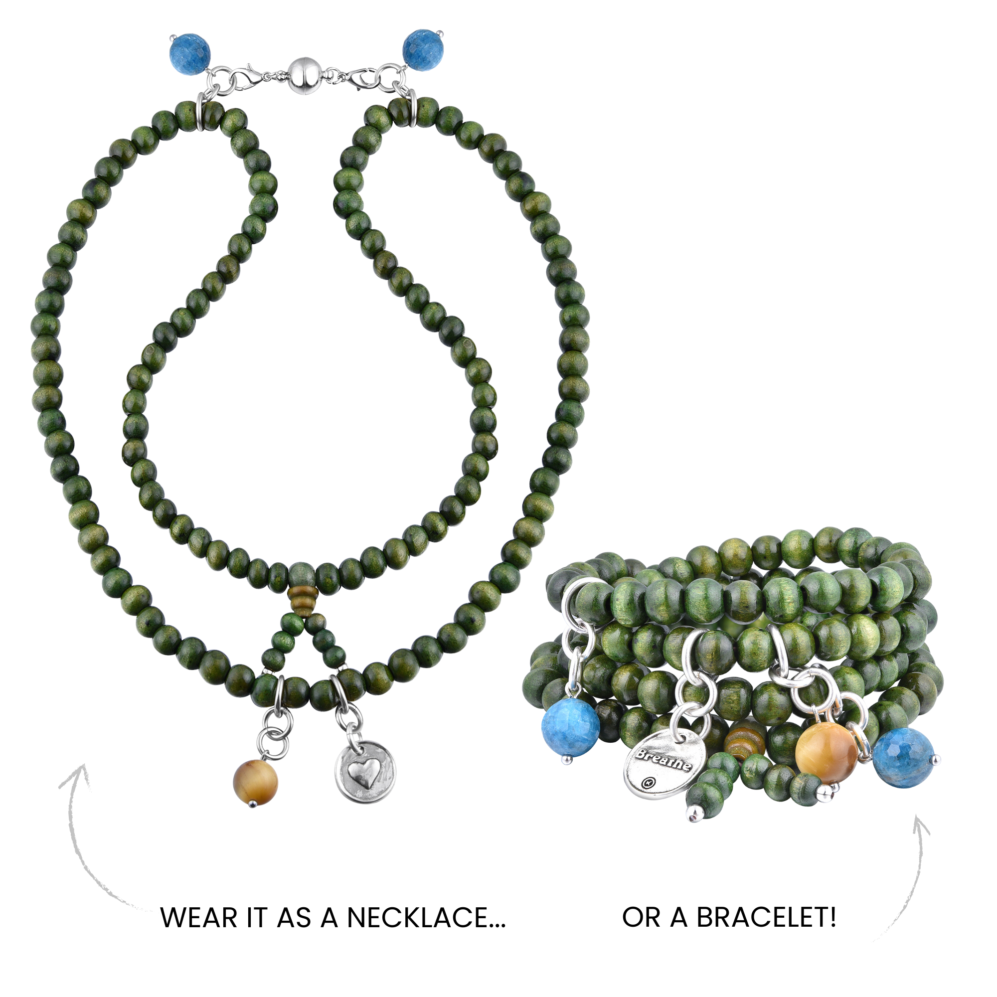 Breathe Heart Wood Boho Wrap Bracelet/Necklace Secondary image