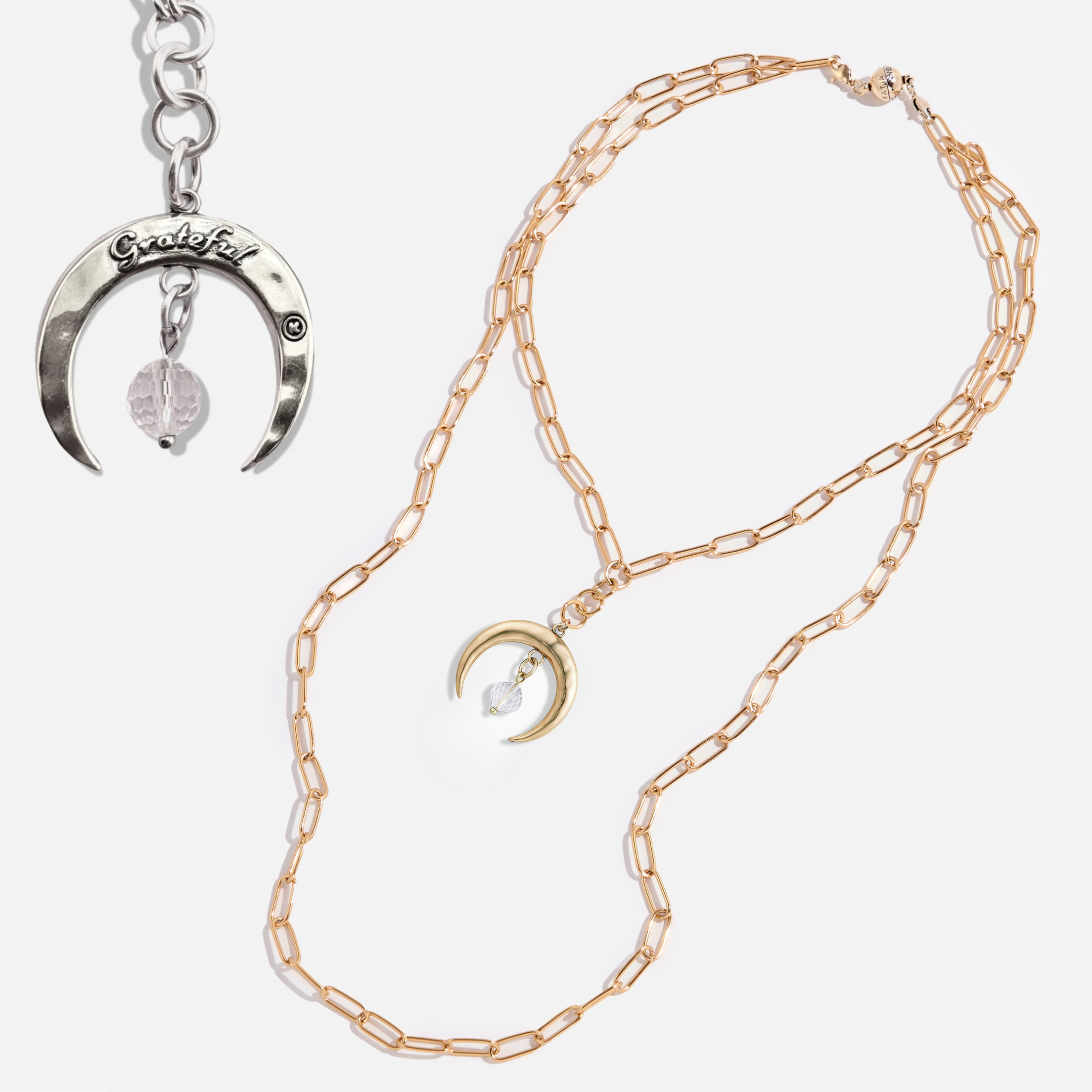 Katia Grateful Necklace Duo – Grateful Crescent Moon Klink Necklace Main image