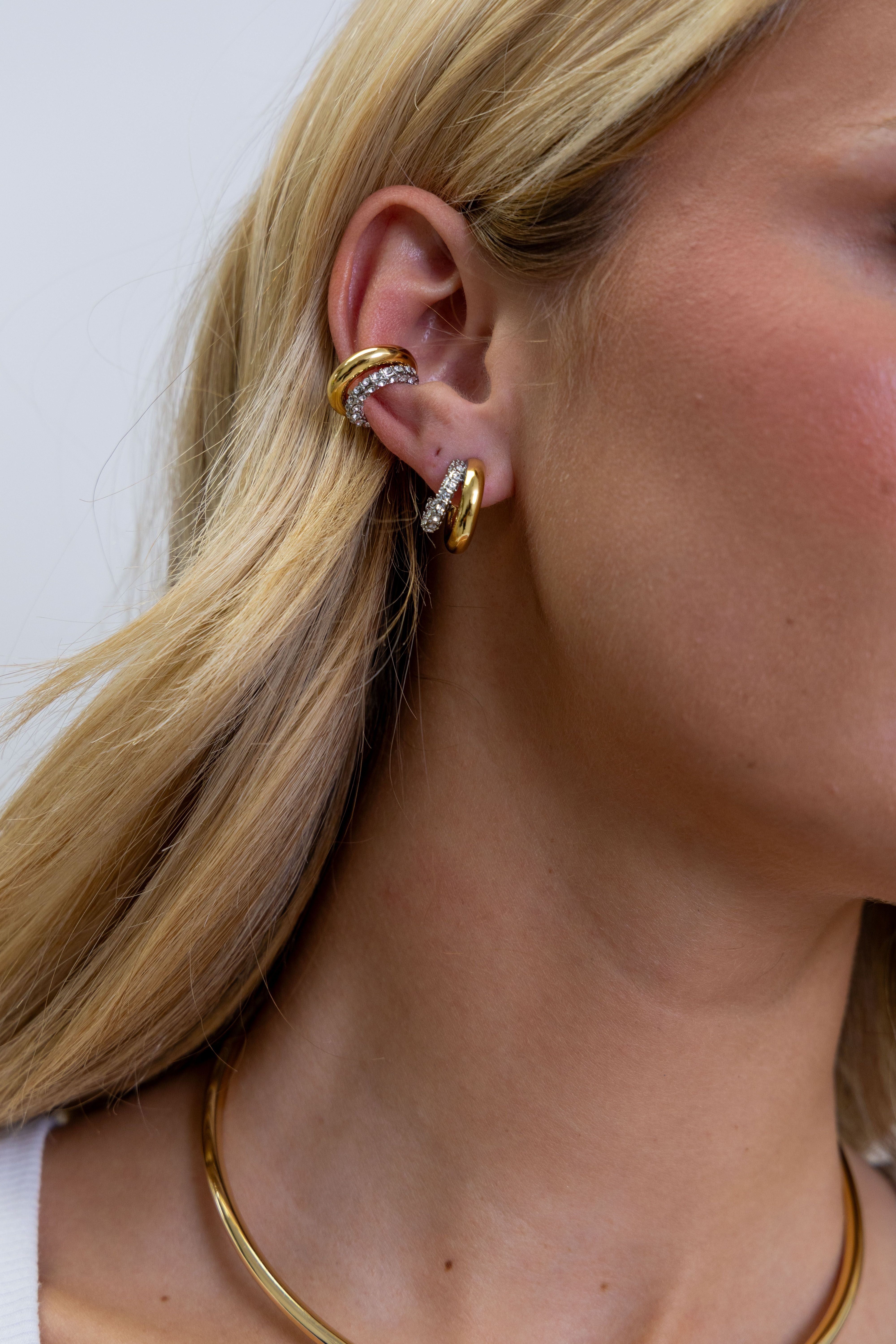 Kendall Two Tone Pave Hoop Main image