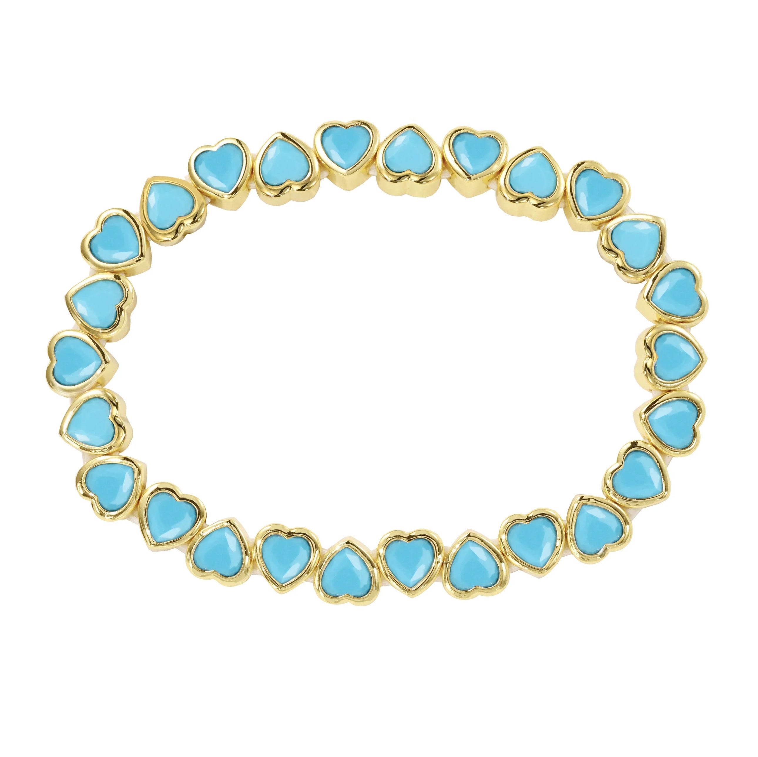 Stretchy Bezel Heart Bracelet Turquoise Main image