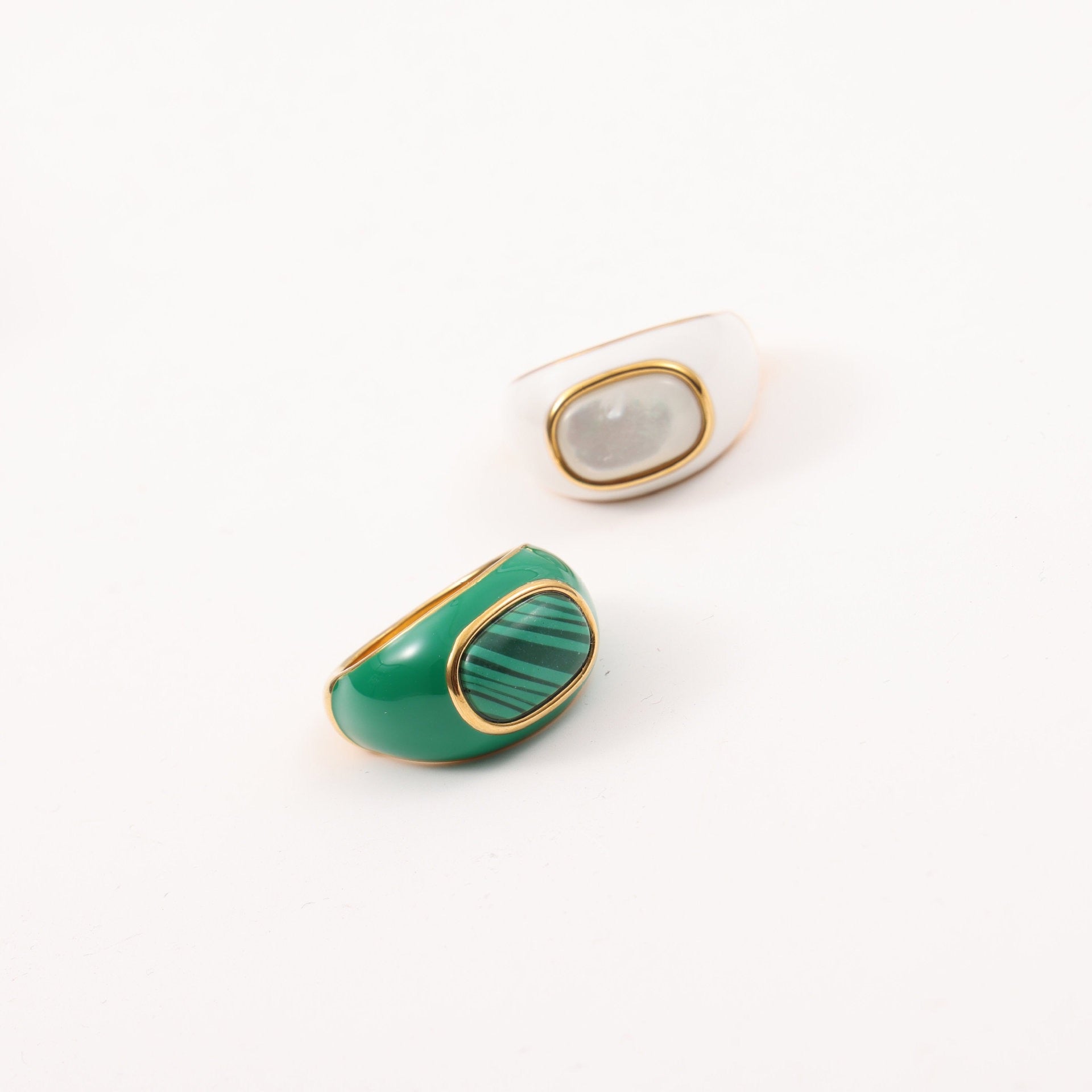 Mother of Pearl Enamel Signet Ring Secondary image