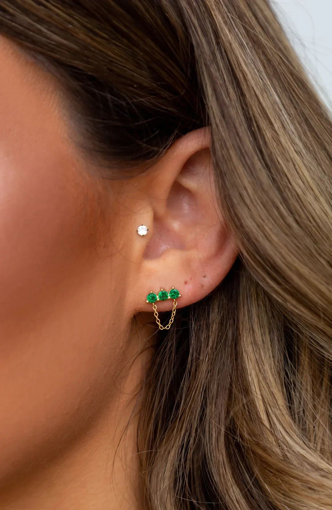 Magda Emerald Chain Studs Secondary image