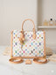 Multicolor Monogram Canvas Tote Handbag for Women – Structured Top Handle Shoulder Bag