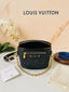 Women's Black Textured Crossbody Shoulder Bag – Gold Chain Strap