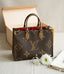 Monogram Structured Tote Bag – Brown & Gold Top Handle Handbag
