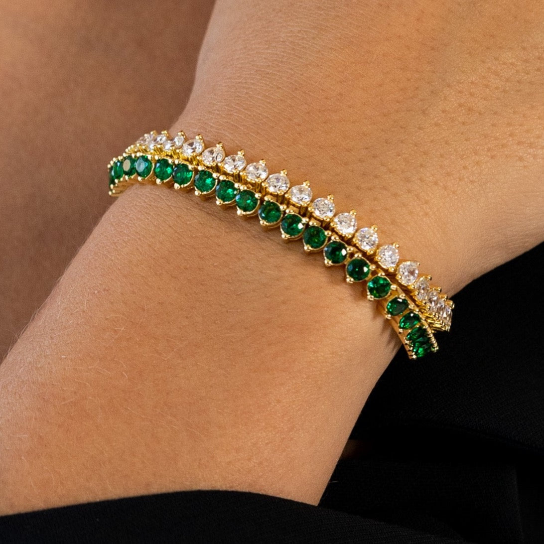 Melinda Tennis Bracelet- Emerald Secondary image