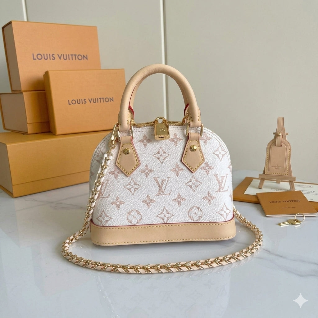Elegant White Monogram Mini Handbag with Chain Strap Main image