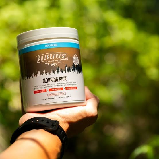 Roundhouse Provisions Morning Kick Powder – Strawberry Lemonade, Greens, Probiotics & Ashwagandha, 30-Day Supply, 258 g
