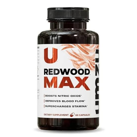 Supplement bottle labeled 'Redwood Max' on a white background