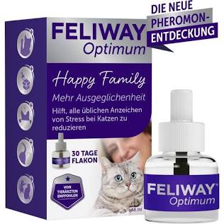 FELIWAY Optimum Happy Family Cat Calming Diffuser Refills – 3 × 30-Day Supply, Stress Support