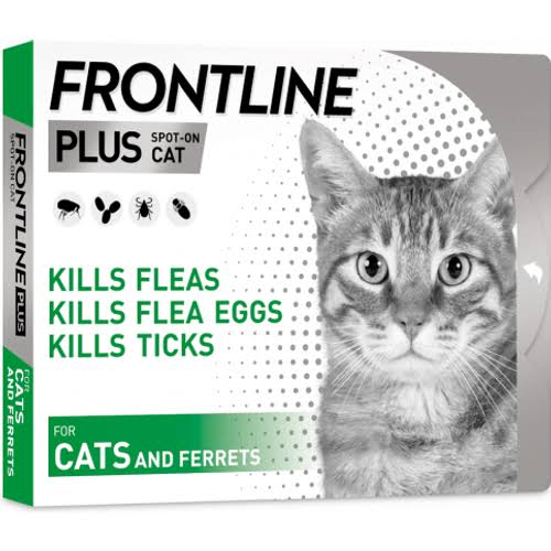 Frontline Plus Spot-On for Cats & Ferrets – Flea, Tick & Lice Treatment – 6 × 0.5 mL