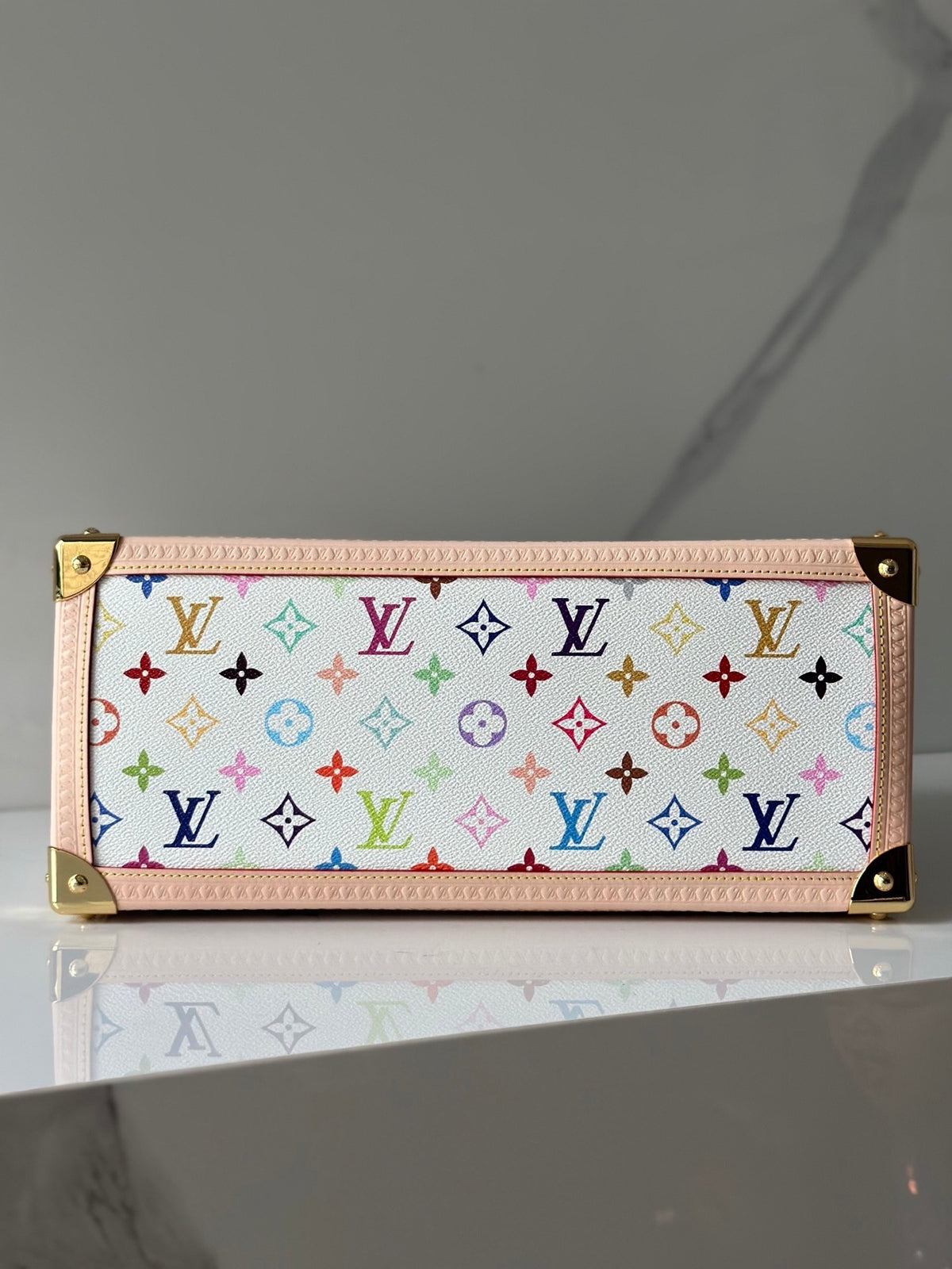 Multicolor Monogram Canvas Tote Handbag for Women – Structured Top Handle Shoulder Bag