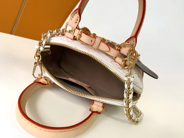 Women's Mini Structured Handbag with Heart-Shaped Pouch & Shoulder Strap