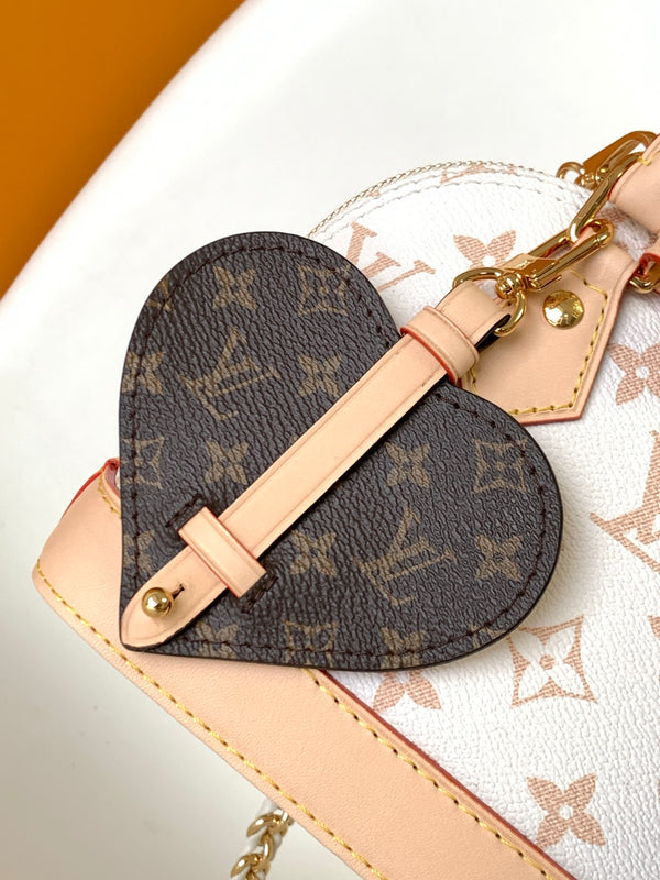 Women's Mini Structured Handbag with Heart-Shaped Pouch & Shoulder Strap
