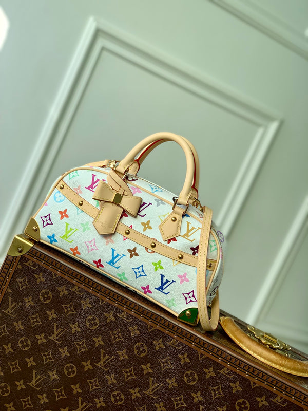 Multicolor Monogram Canvas Handbag with Top Handles & Shoulder Strap