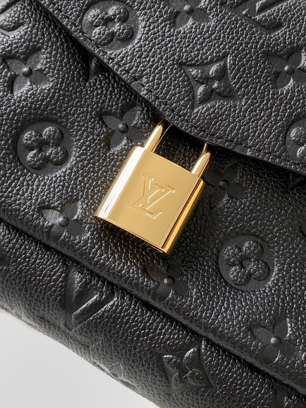 Women’s Embossed Shoulder Handbag with Gold Chain & Lock