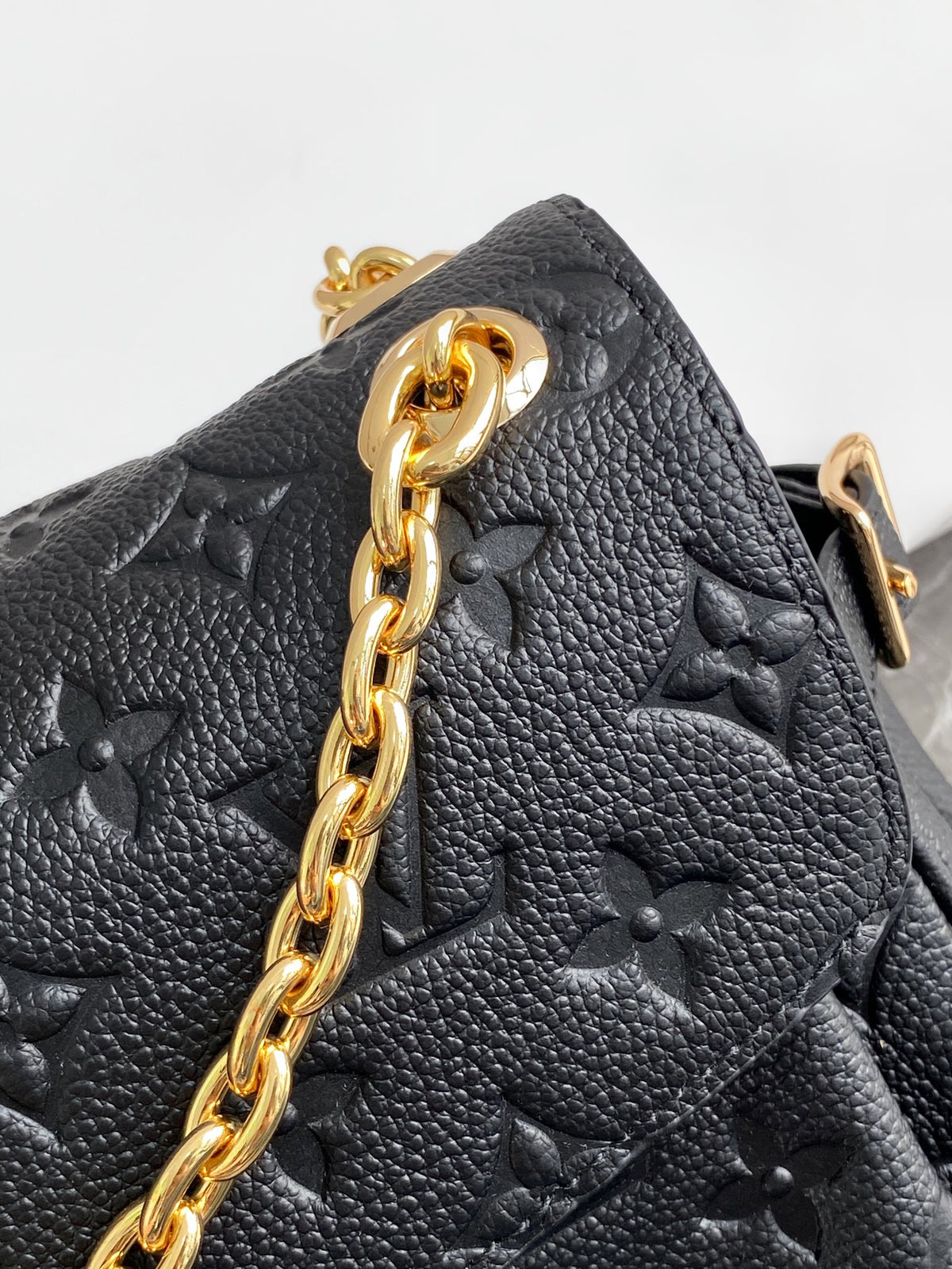 Women’s Embossed Shoulder Handbag with Gold Chain & Lock