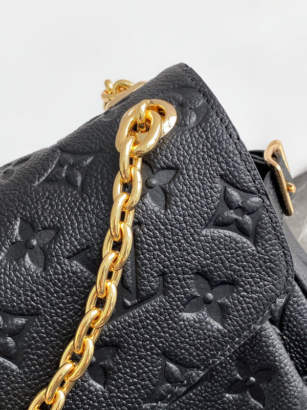 Women’s Embossed Shoulder Handbag with Gold Chain & Lock