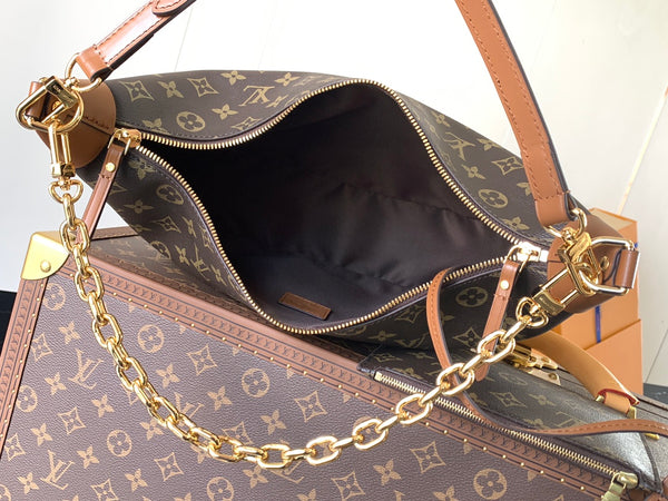 Women's Crescent Shoulder Bag with Gold Chain & Adjustable Strap