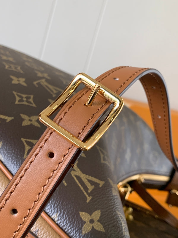 Women's Crescent Shoulder Bag with Gold Chain & Adjustable Strap